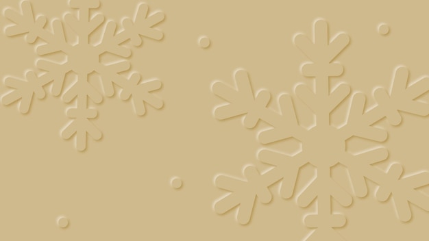 Abstracte beige papier gesneden achtergrond met sneeuwvlokken