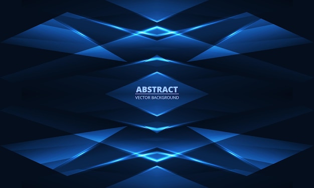 Vector abstracte blauwe achtergrond met geometrische dynamische gloeiende lijnen