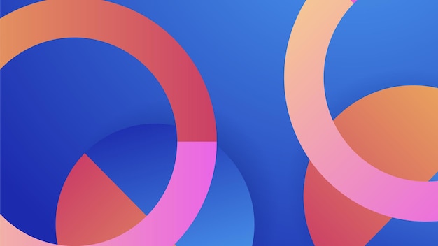 Abstracte blauwe achtergrond met neongradiënt van roze en oranjegeel Vectorillustratie