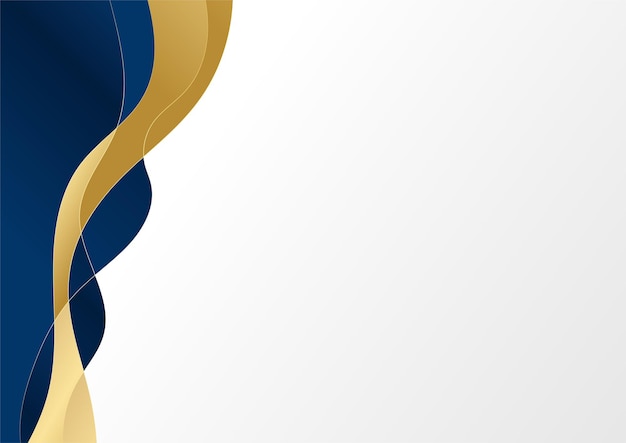 Abstracte blauwe en gouden achtergrond. Luxe marineblauwe achtergrond gecombineerd met gloeiende gouden lijnenelementen. Overlappende laag getextureerd achtergrondontwerp voor spandoek, poster, presentatieontwerp, flyer