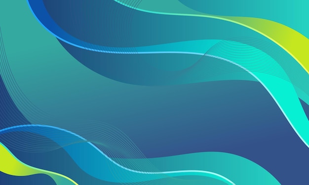 Abstracte blauwe en groene golvende achtergrond met fijne lijnen