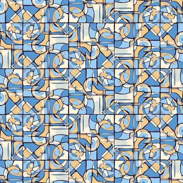 Abstracte blauwe geometrische vierkante naadloze kleurrijke achtergrond