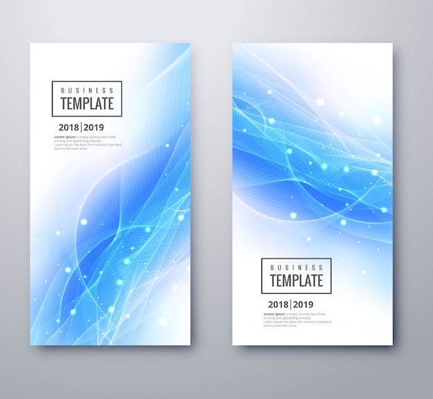 Abstracte blauwe golfbanners geplaatst de illustratievector van het malplaatje