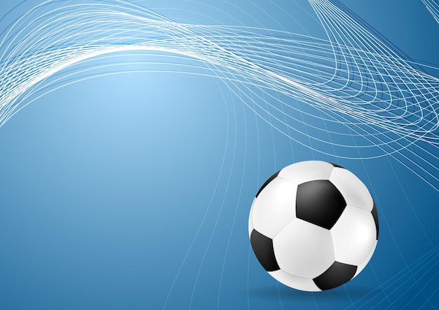 Abstracte blauwe golvende voetbalachtergrond met bal