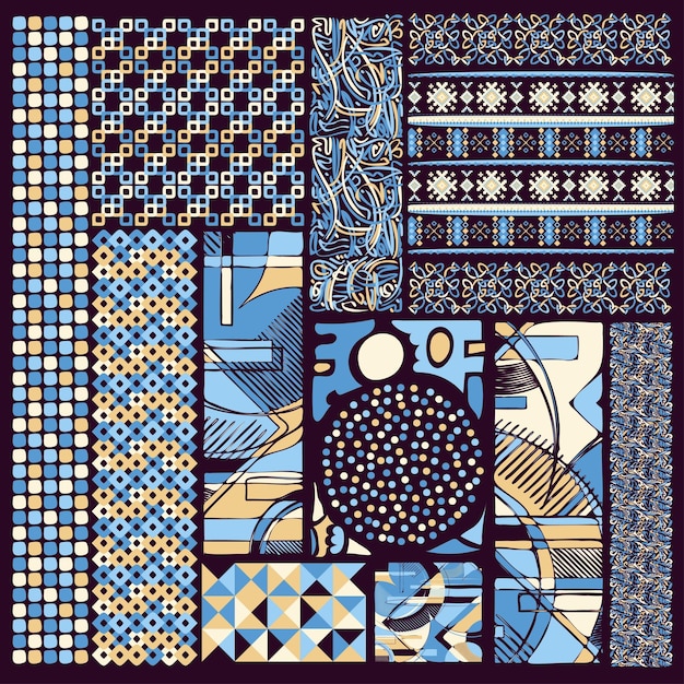 Abstracte blauwe kleur ontwerp collage