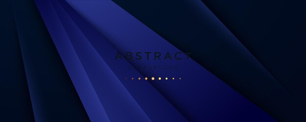 Abstracte blauwe luxe achtergrond met gouden lijn op donkere, realistische papier knippen stijl 3d-vector