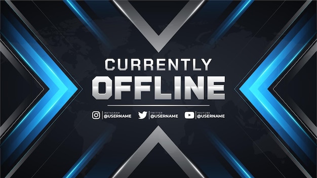 Abstracte blauwe offline banner scherm twitch gaming streamer sjabloon