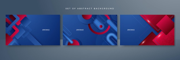 Abstracte blauwe rode banner geometrische vormen vector technische achtergrond voor ontwerp brochure website flyer Geometrische blauwe rode banner geometrische vormen behang voor poster presentatie bestemmingspagina