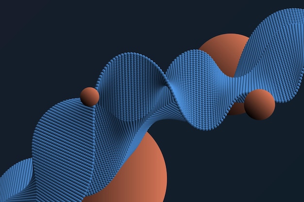 Abstracte blauwe saffier levendige deeltjesgolf met oranje cirkelachtergrond