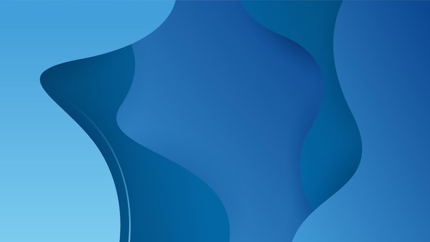 Abstracte blauwe vormen achtergrond met golfpapier snit stijl en moderne technologie geometrisch patroon Vector abstract grafisch ontwerp banner patroon presentatie achtergrond web sjabloon