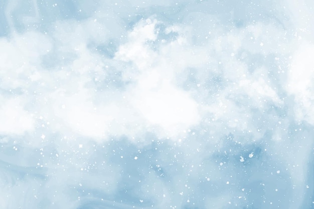 Abstracte blauwe winter aquarel achtergrond Sky patroon met sneeuw