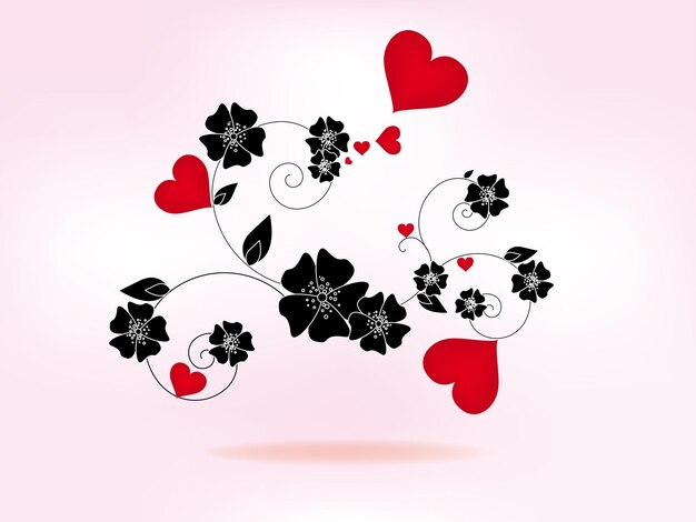 Abstracte bloemen achtergrond voor valentijnsdag met hart