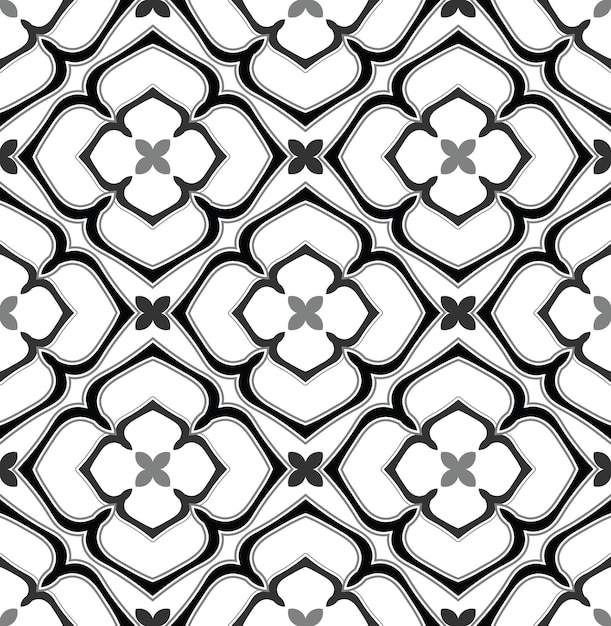 Vector abstracte bloemen ottomaanse stijl keramische azteekse tegel marokkaanse vector naadloze patroon porselein concept