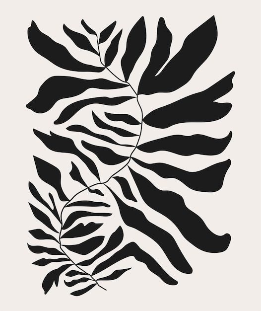 Abstracte bloemen posters moderne trendy matisse minimalistische stijl hand getekend ontwerp voor behang muur decor print briefkaart voorbladsjabloon banner