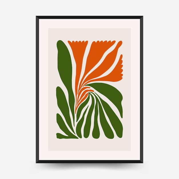 Vector abstracte bloemenposters sjabloon moderne trendy matisse minimale stijl