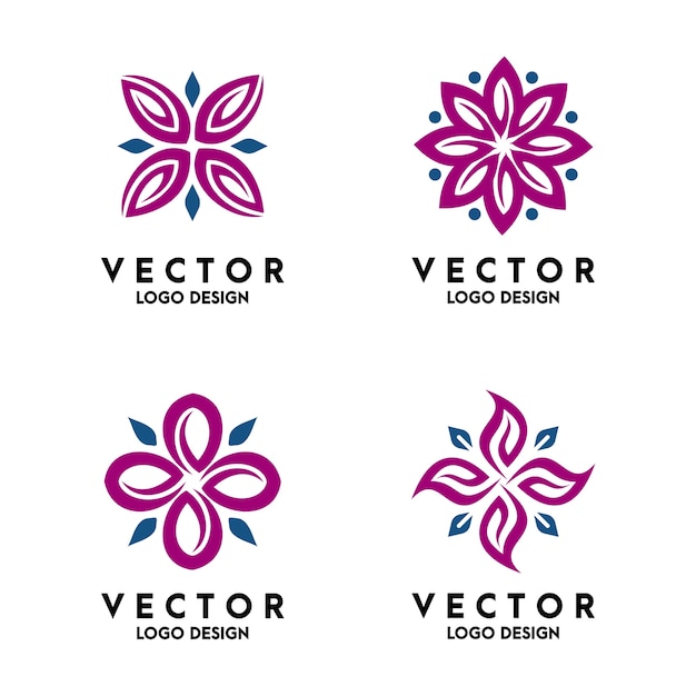 Abstracte bloemvorm logo design vector