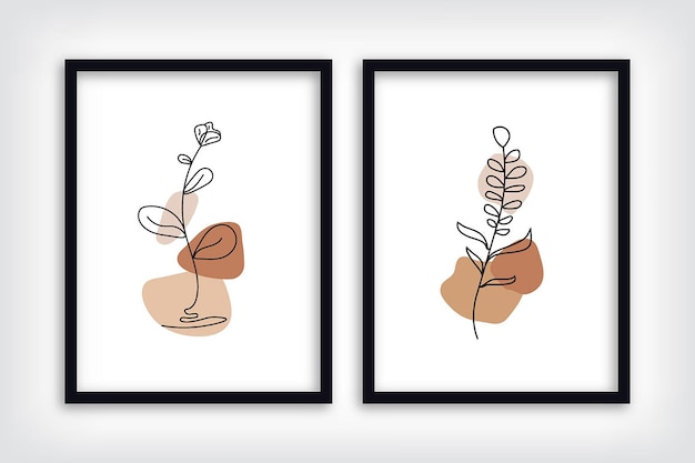 abstracte boho blad kunst aan de muur hedendaagse hand getekende minimale botanische kunst aan de muur