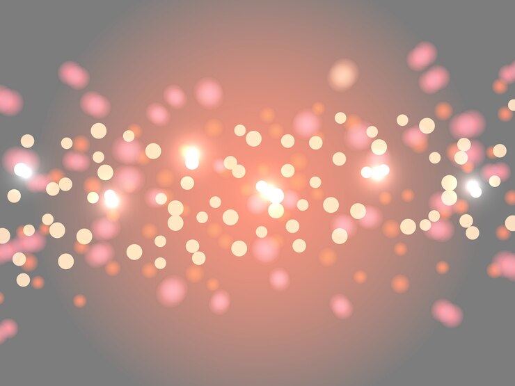 Vector abstracte bokeh achtergrond. vage heldere abstracte bokeh op grijze en oranje achtergrond. vakantie gloeiende gekleurde lichten met fonkelingen. feestelijke intreepupil lichten.