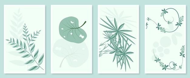 Abstracte botanische muurkunst set vectorillustratie in scandinavisch design