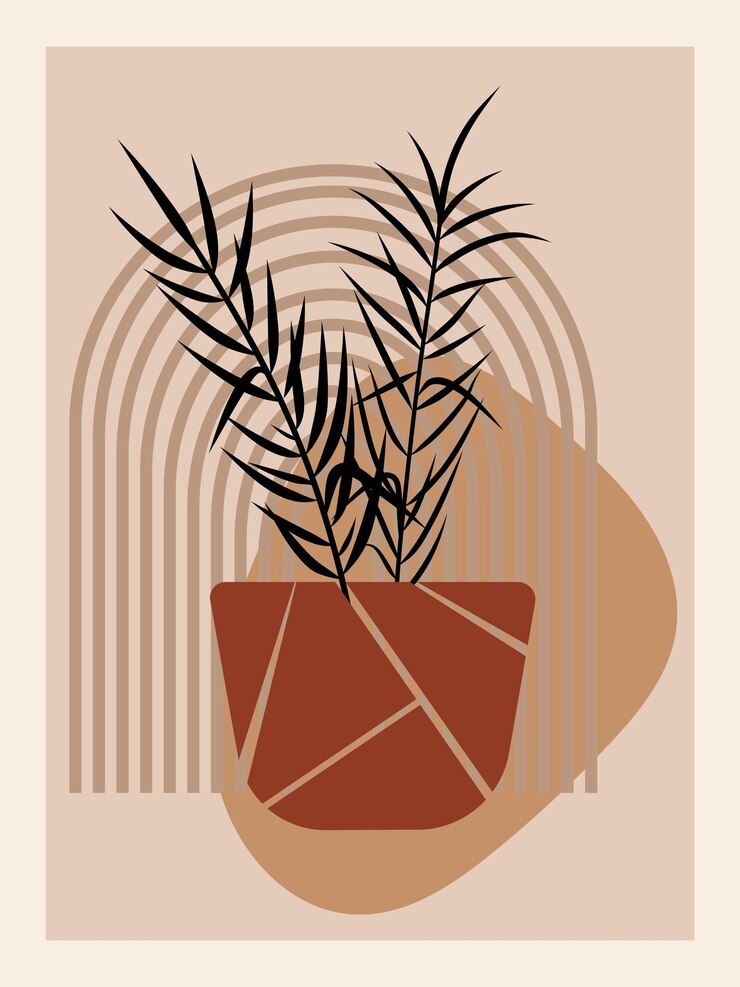 Abstracte botanische poster Hedendaagse natuur achtergrond Boheemse esthetische boho wand decor