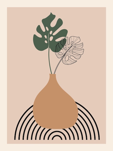 Abstracte botanische poster hedendaagse natuur achtergrond boheemse esthetische boho wand decor