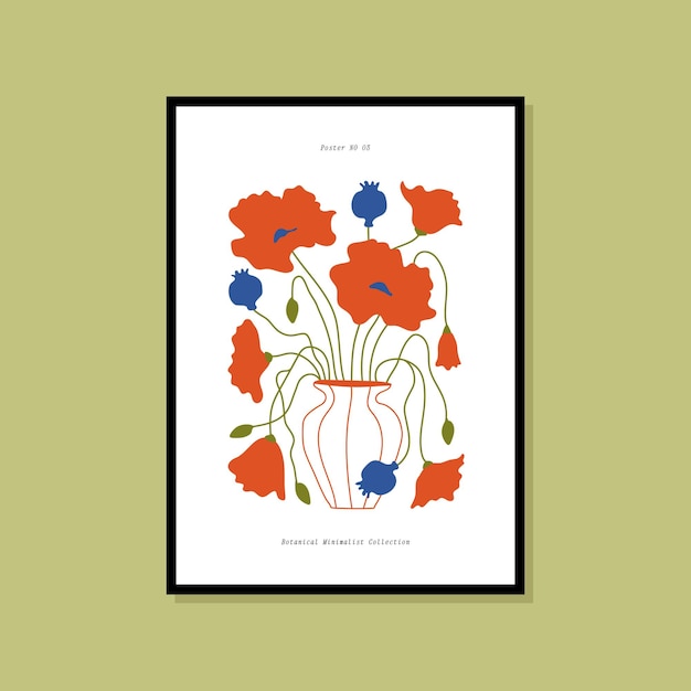 Abstracte botanische print poster voor muur zijn collectie