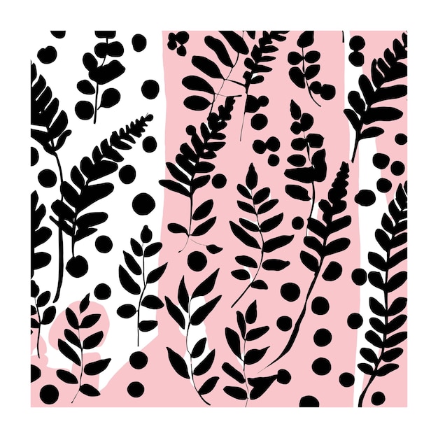 Abstracte botanische retro-ontwerp in roze