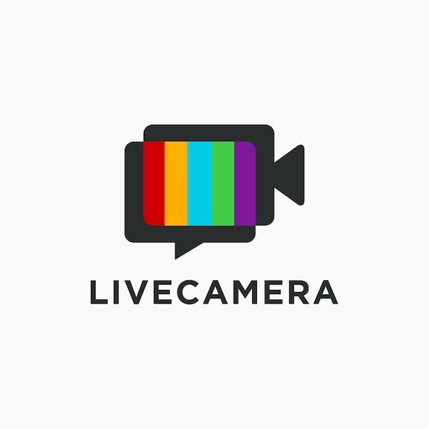 Abstracte bubble chat videocamera en scherm monitor logo vector sjabloon live streaming vector