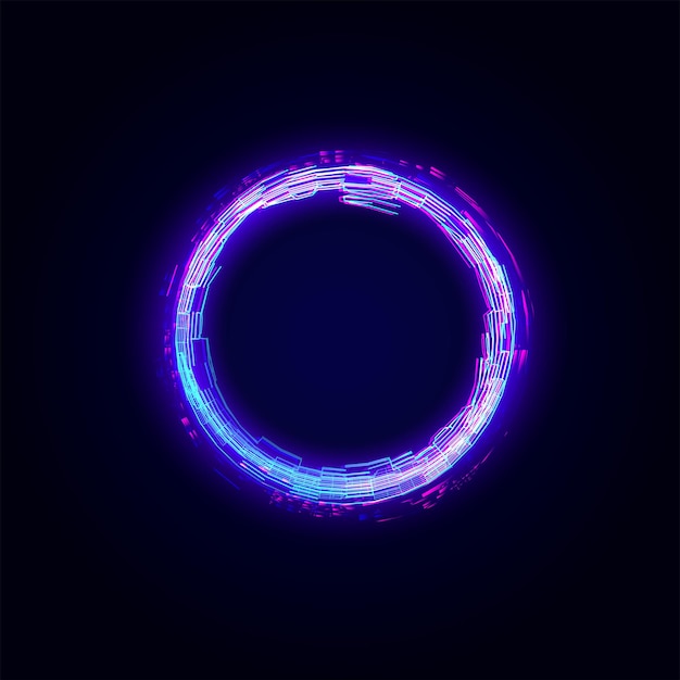 Abstracte cirkel futuristische glitch frame kleurrijk lichteffect