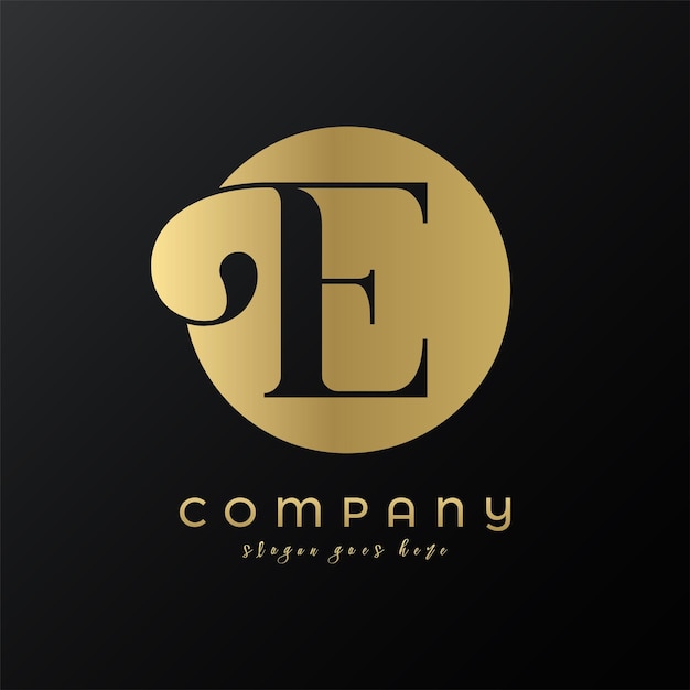 Abstracte cirkel gouden premium luxe letter E logo ontwerp