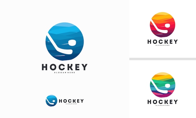 Abstracte cirkel Hockey logo ontwerpen concept vector, Sport Hockey logo sjabloon