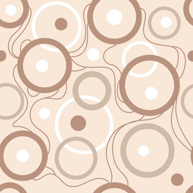 Abstracte cirkels en golvende lijnen naadloos patroon in pastel organische lichte kleuren, vector background