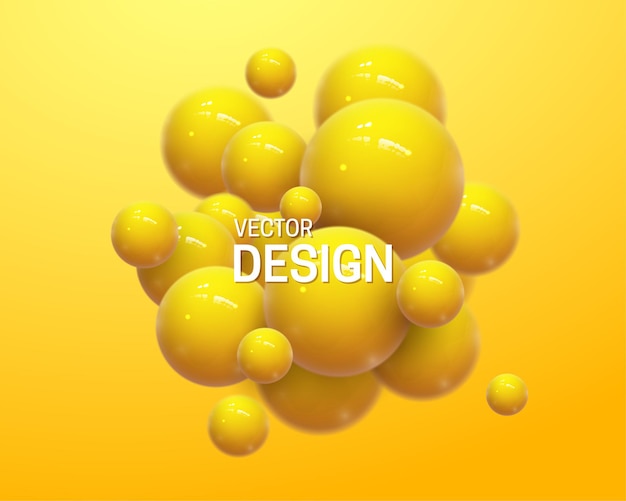 Abstracte compositie met 3D-gele bollen cluster