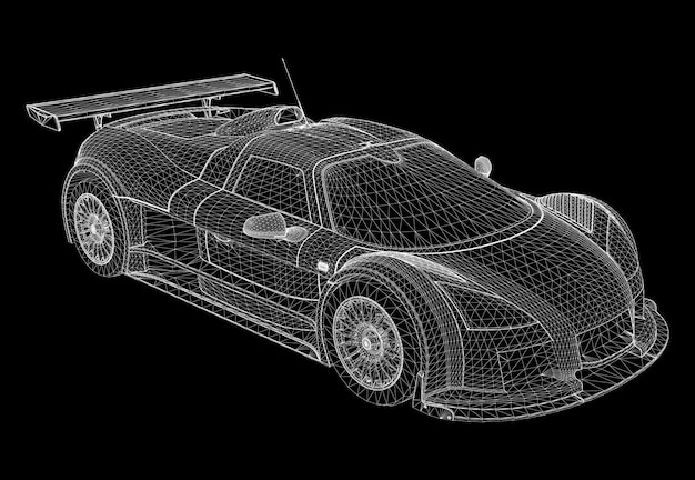 Abstracte creatief concept vector achtergrond van 3d automodel. Sportwagen.