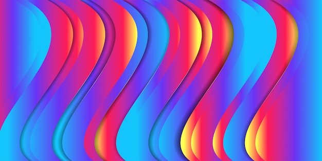 Vector abstracte creatieve achtergrond met vloeiend kleurrijk gradiëntontwerp en heldere multicolored golvende document lagen
