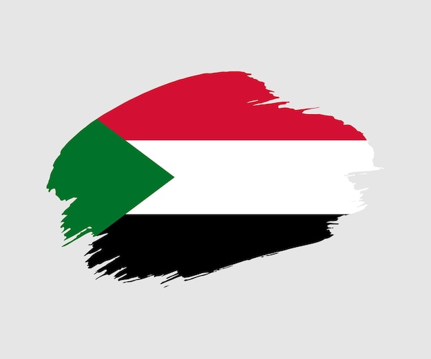 Abstracte creatieve geschilderde grunge brush vlag van Soedan land met achtergrond