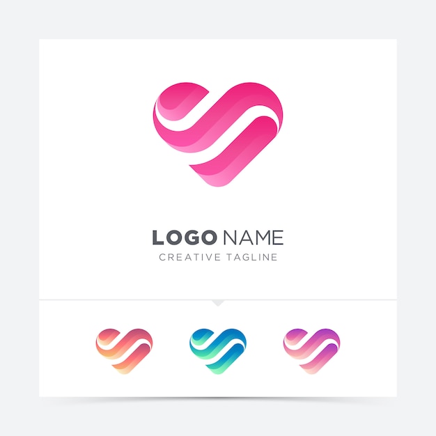 Abstracte creatieve liefde logo variatie