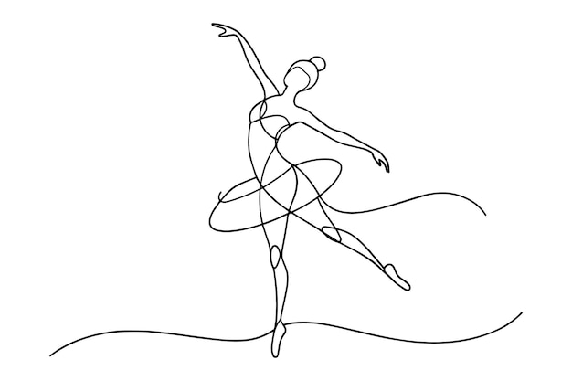 Abstracte danser continue lijnkunst geïsoleerd op witte achtergrond