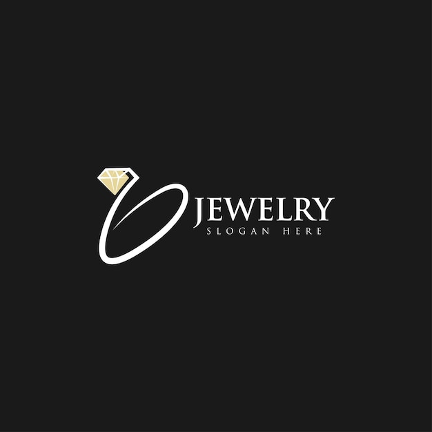 Abstracte diamant voor sieraden the ring logo design