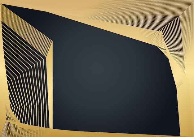 Abstracte donker grijs metallic goud licht luxe ontwerp moderne futuristische achtergrond vectorillustratie. Abstracte gouden golven op zwarte achtergrond. Abstracte luxe zwarte achtergrond met gouden lijn.