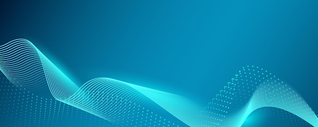 Abstracte donkerblauwe kleur Futuristische technologie achtergrond Dynamische lijngolf grote gegevens deeltjesstroom Pak voor banner poster omslag brochure flyer website