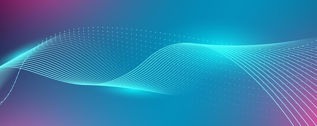 Abstracte donkerblauwe kleur Futuristische technologie achtergrond Dynamische lijngolf grote gegevens deeltjesstroom Pak voor banner poster omslag brochure flyer website