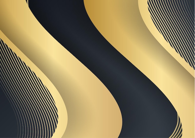 Vector abstracte donkere achtergrond met geometrische vorm en gouden elementencombinatie. zwarte en gouden luxe moderne achtergrond