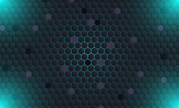 Abstracte donkere technologie zeshoekige met blauwe lichte achtergrond. Vectorillustratie.