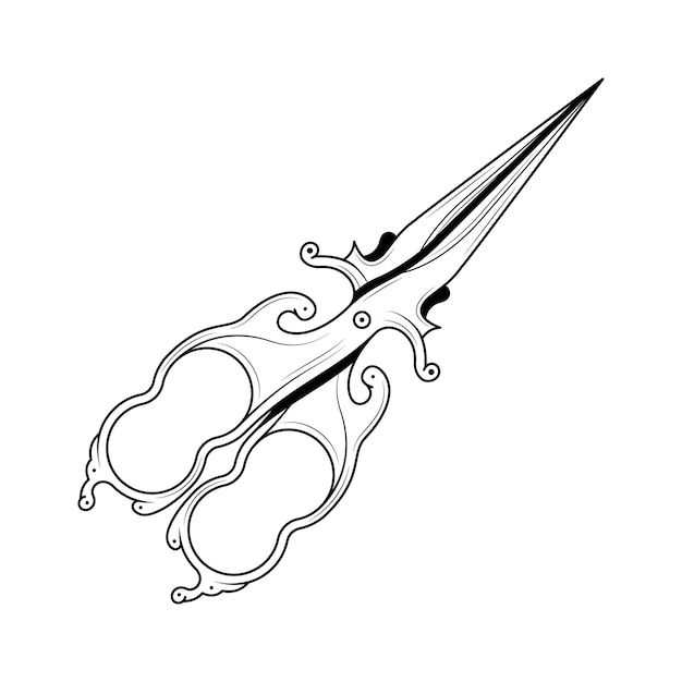 Abstracte Doodle Element Handgetekende schaar Haarknippen Kapperswerktuig Barbershop Sketch Vector