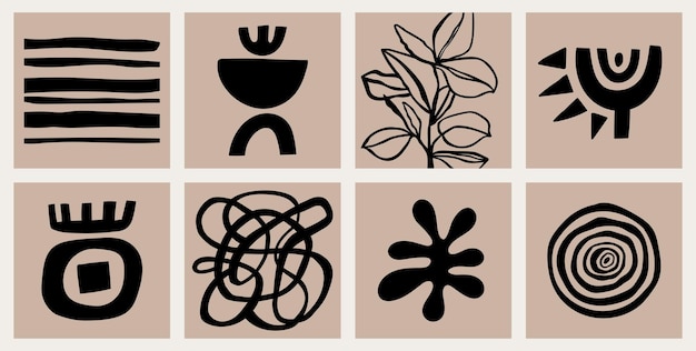 Vector abstracte doodle elementen voor print poster logo patroon ontwerp moderne vector vormen set