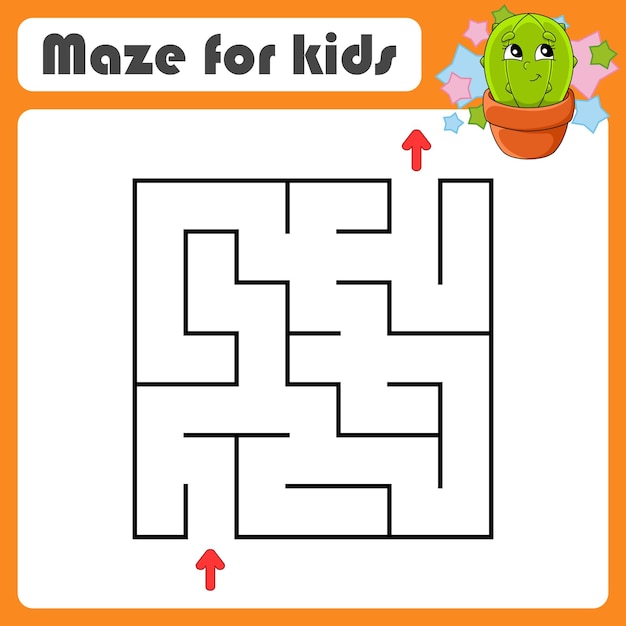 Abstracte doolhof spel voor kinderen puzzel voor kinderen cartoon stijl labyrint raadsel vind het juiste pad schattig karakter vector illustratie