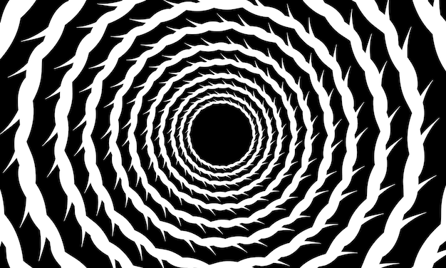 Vector abstracte draaikolk donkere achtergrond zwart-wit spiraalvormige illusie