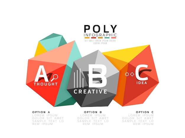 Abstracte driehoek laag poly infographic sjabloon Vector achtergrond voor workflow layout diagram aantal opties of webdesign