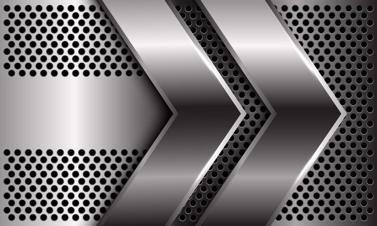 Vector abstracte dubbele zilveren pijl richting op cirkel mesh patroon ontwerp moderne luxe futuristische achtergrond.